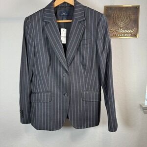 Brooks Brothers 346 Women's‎ Gray Pinstripe Wool Blazer Jacket Size 8